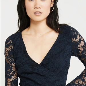 Aber. & Fitch Wrap Front Lace Dress - Mauve Sz Med